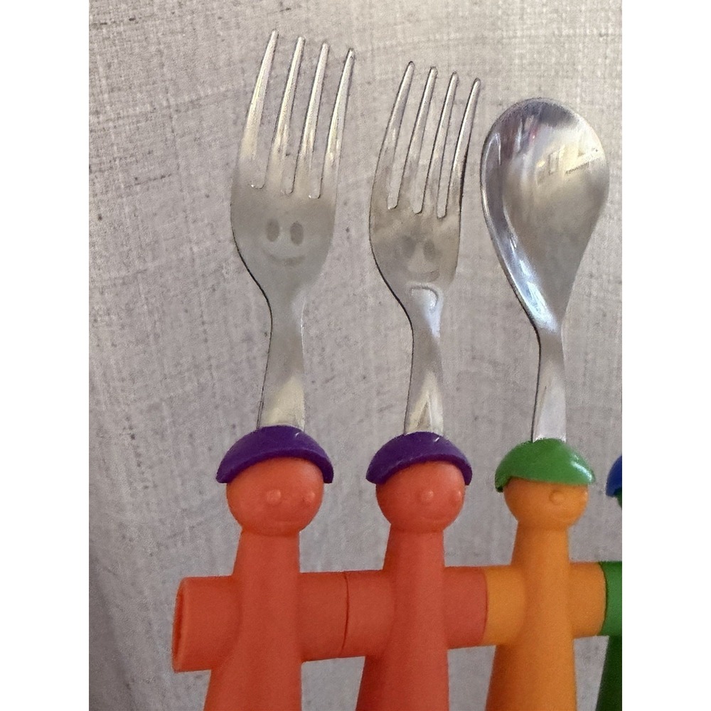 Rivadossi Trebimbi Kids Flatware 4 Piece Italy Smiley Colorful Y2K Postmodern - Picture 3 of 11